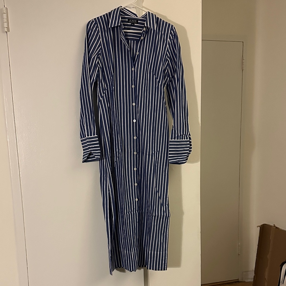 J. Crew Worn Once Navy Striped Long Sleeve Dress, sz 6